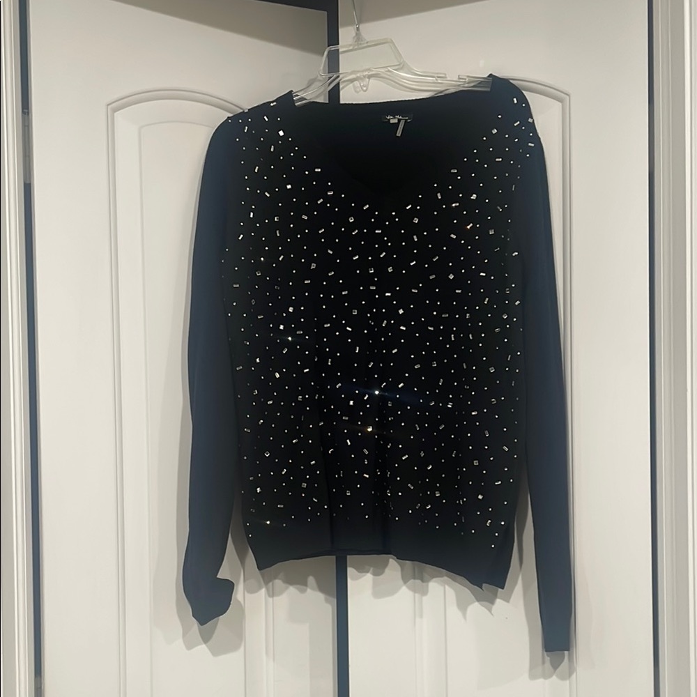 Milano Black Crew Neck Sweater with Sparkling Design